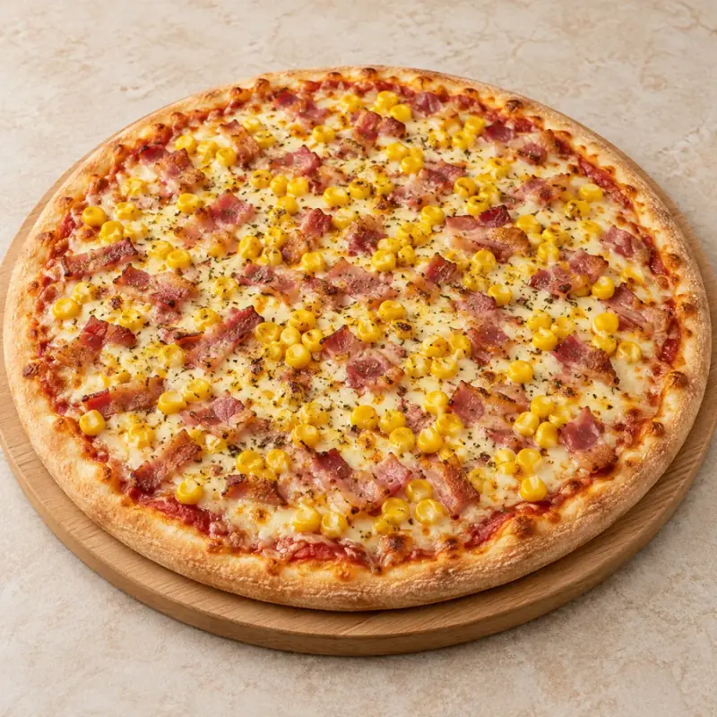 Pizza Bacon com milho — imagem ilustrativa